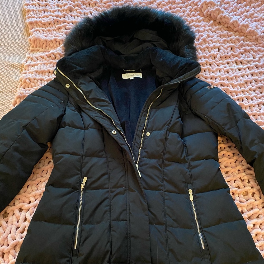 Black Calvin Klein down puffer coat
